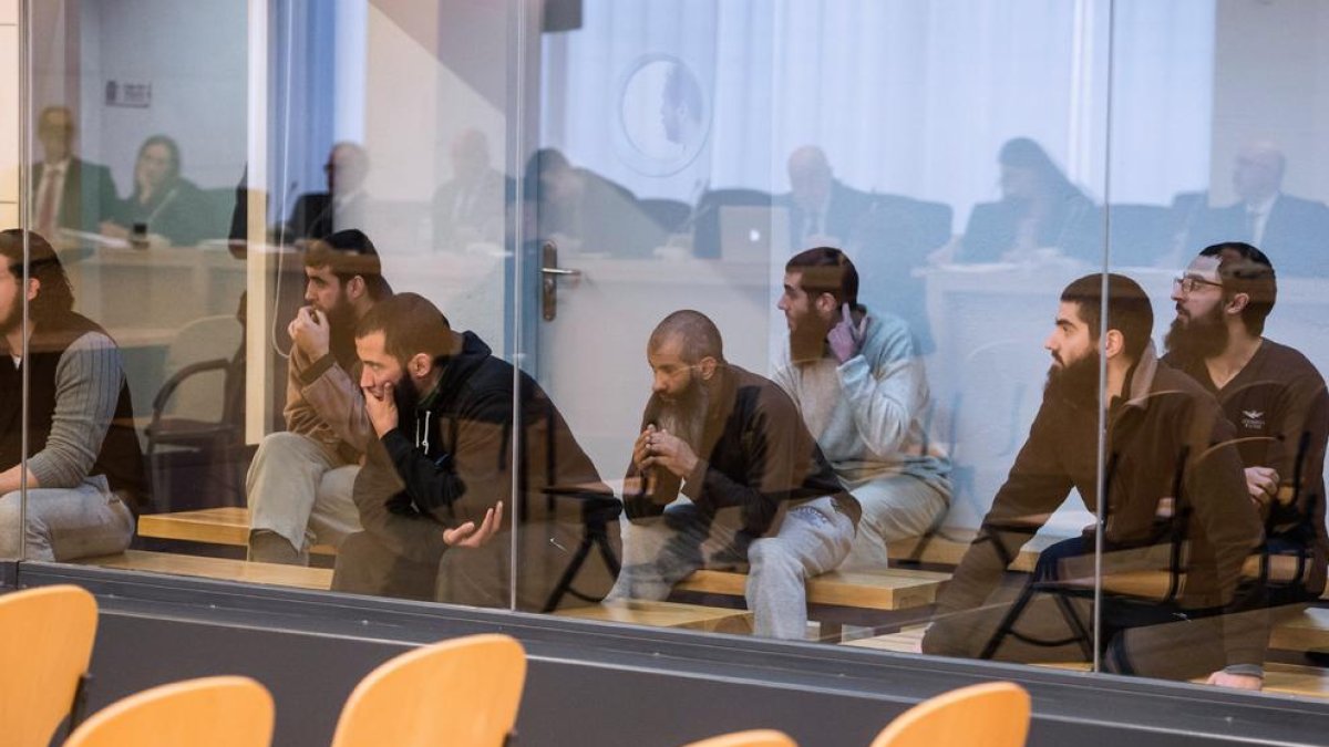 Presuntos yihadistas juzgados en la Audiencia Nacional, ayer.