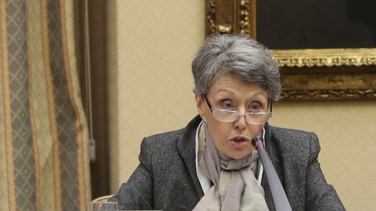 Rosa María Mateo, en su comparecencia ante la Comisión Mixta de Control Parlamentario a RTVE.