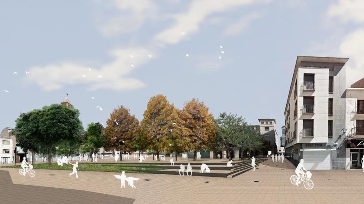 Imagen virtual de la plaza de l’Ajuntament, reformada.