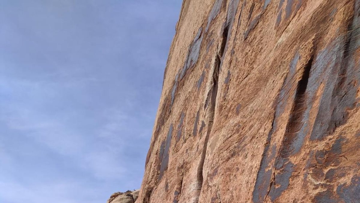 Pol Figueras, en una de las paredes que le dio tiempo a escalar en Utah.