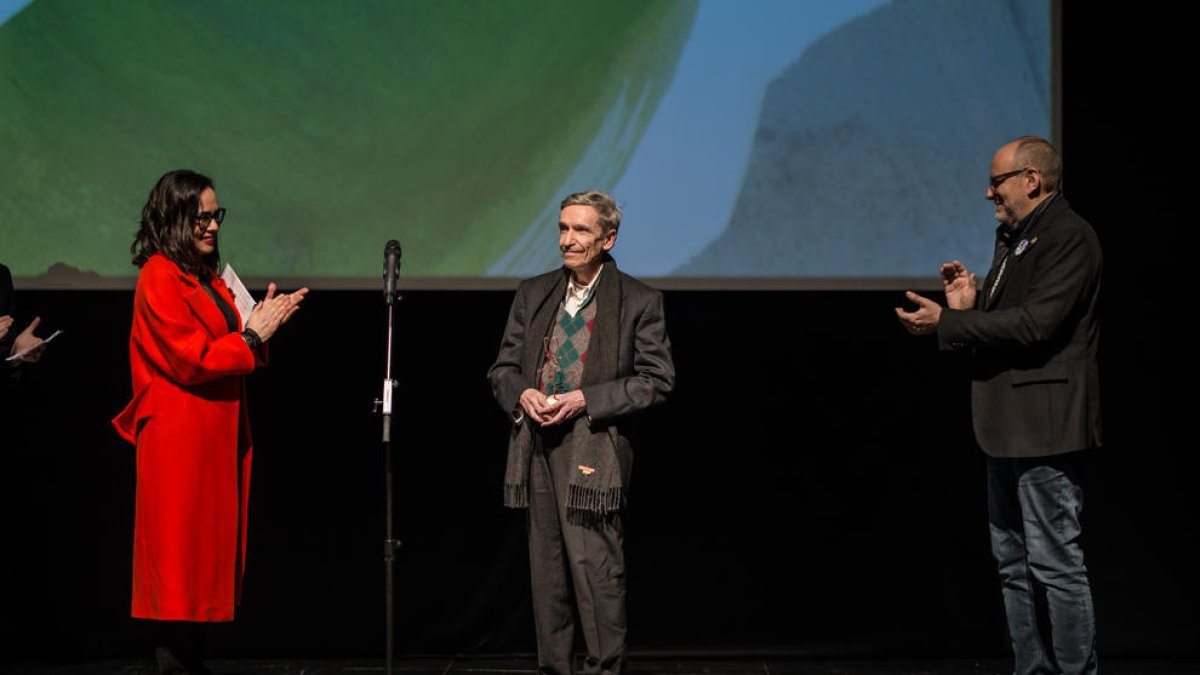 El divulgador de cine d’animació, Jordi Artigas, ahir a la clausura d’Animac, on va rebre el premi Trajectòria.
