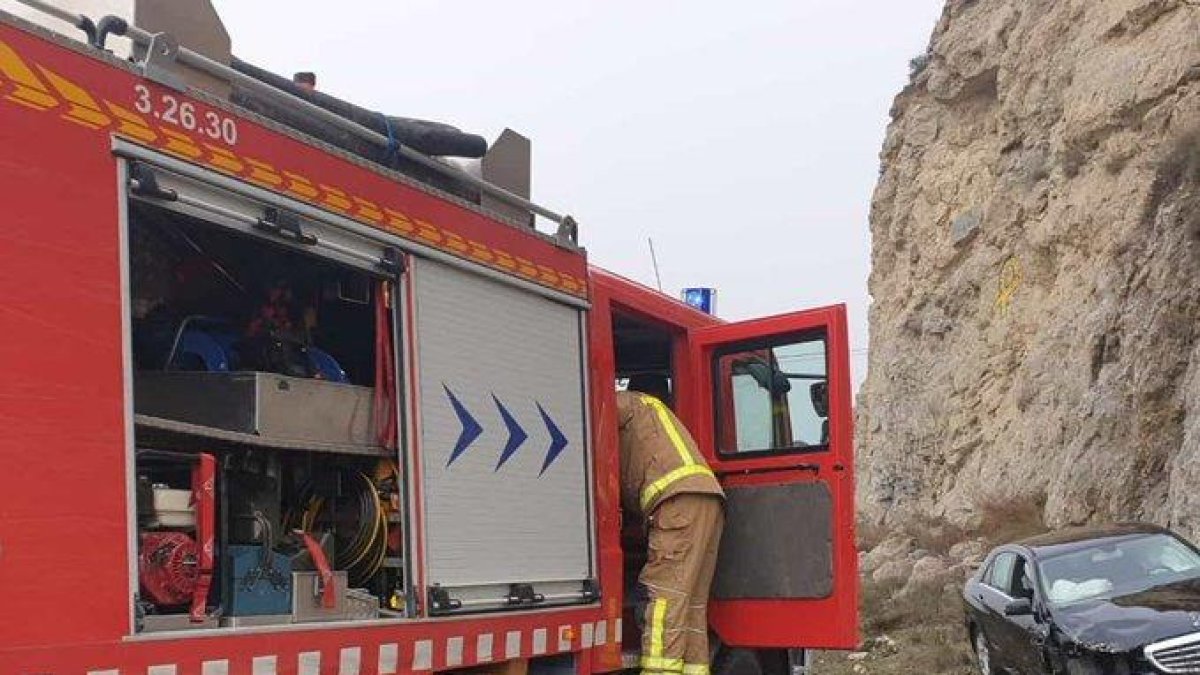 Vista de l’accident ahir a la C-1412 a Oliola.