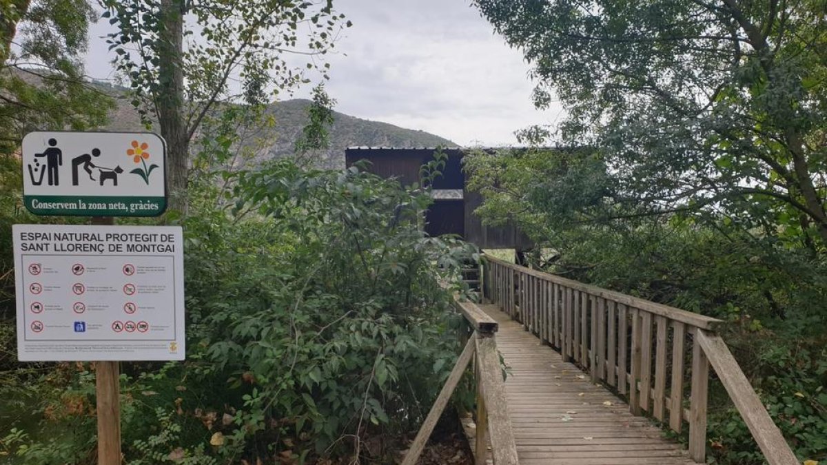 Un dels plafons informatius que s’han instal·lat a l’entorn del pantà de Sant Llorenç.