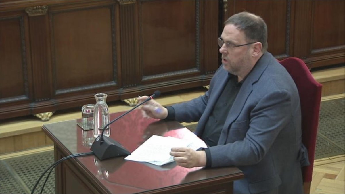El líder d'ERC , Oriol Junqueras, durant el judici del 'procés' al Suprem.