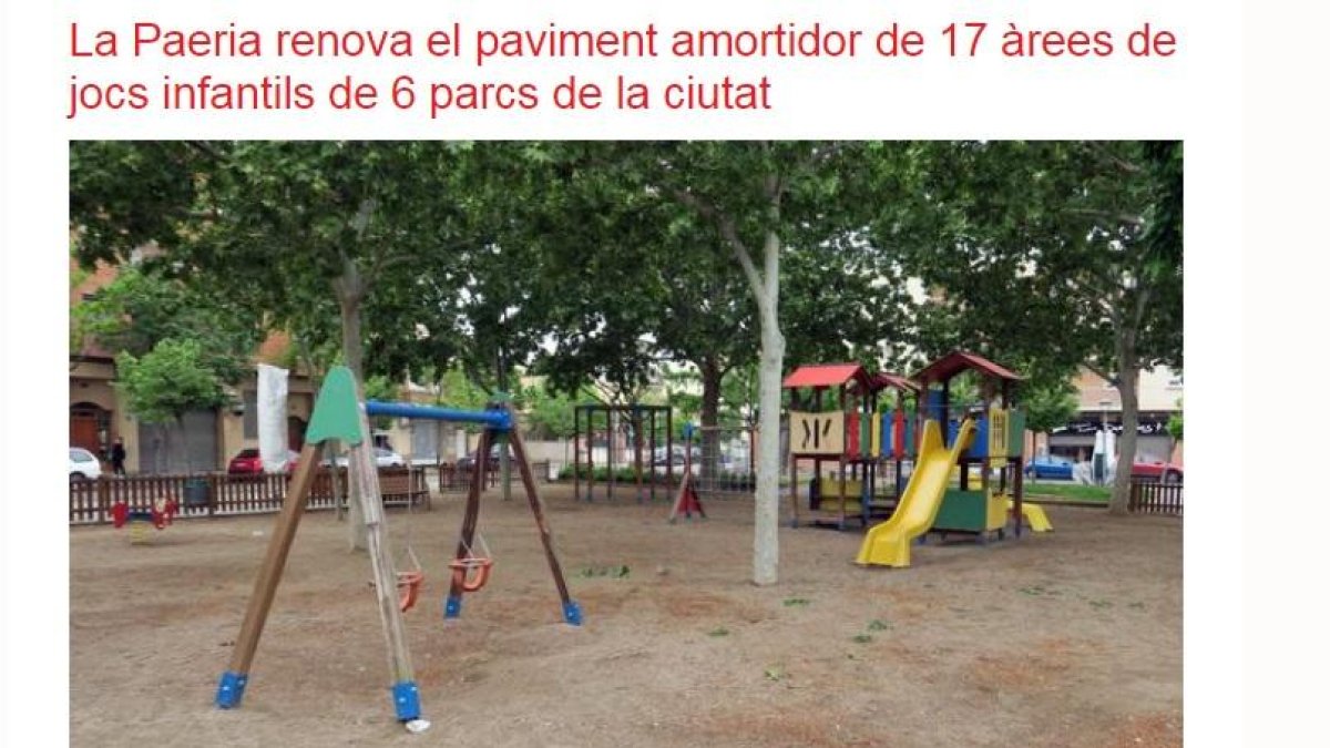 Imatge de la publicació sobre la renovació de parcs.