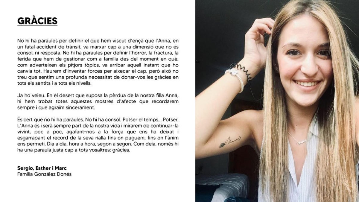 Sergio Gonzàlez agraeix les mostres de suport rebudes arran de la mort en accident de la seua filla