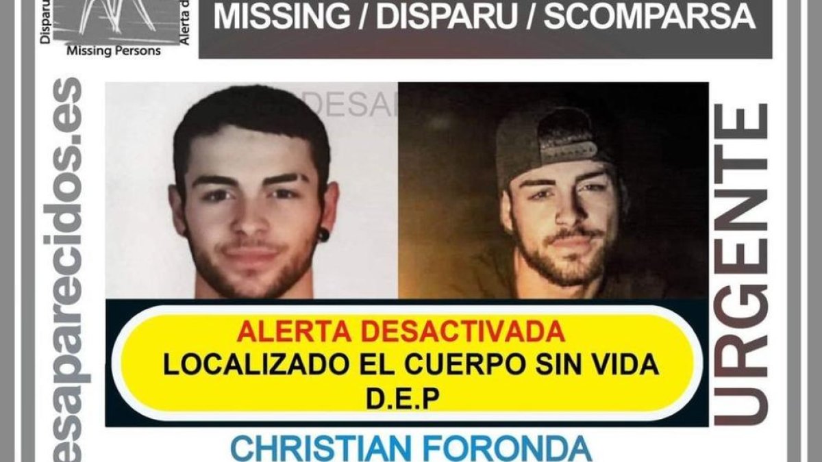 Christian Foranda, el jove desaparegut el 30 de novembre