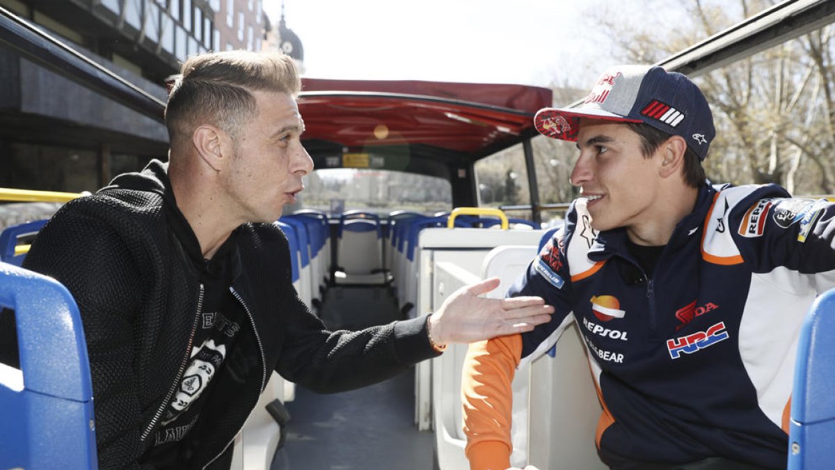 Marc Màrquez i Joaquín van conversar en un acte publicitari.