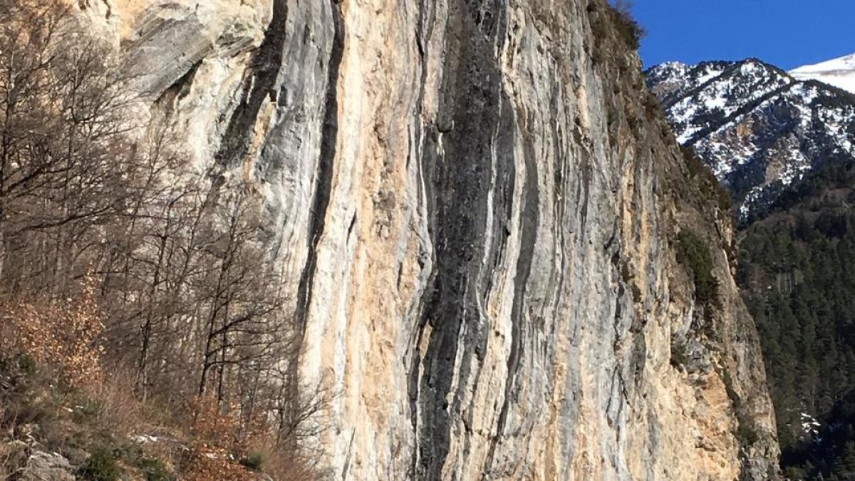 Un dels semàfors que regula el pas alternatiu a l’N-230 al municipi de Montanui.