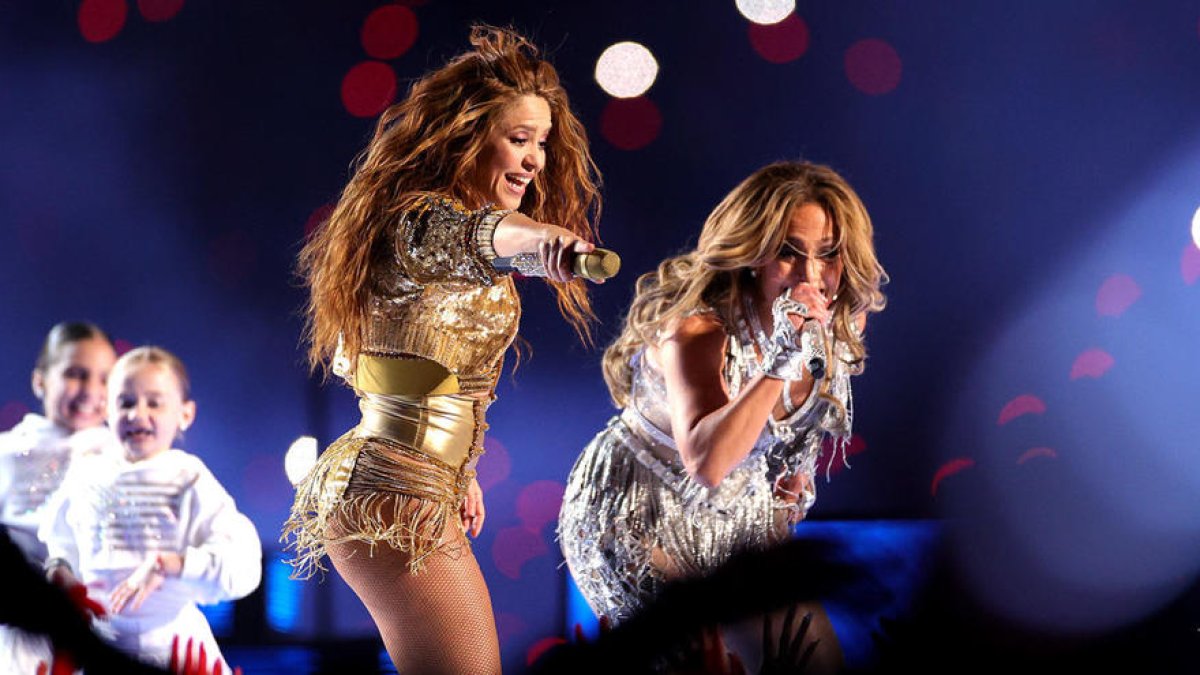 Jennifer Lopez i Shakira, durant el xou.