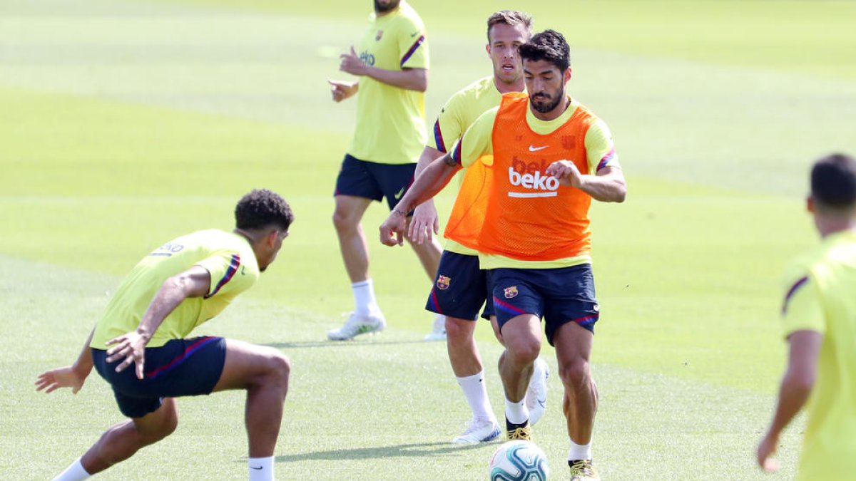 Luis Suárez durant l’entrenament de dimecres a la Ciutat Esportiva Joan Gamper.