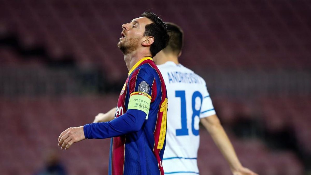 Messi, en una acció del partit amb el Dinamo de Kíev.