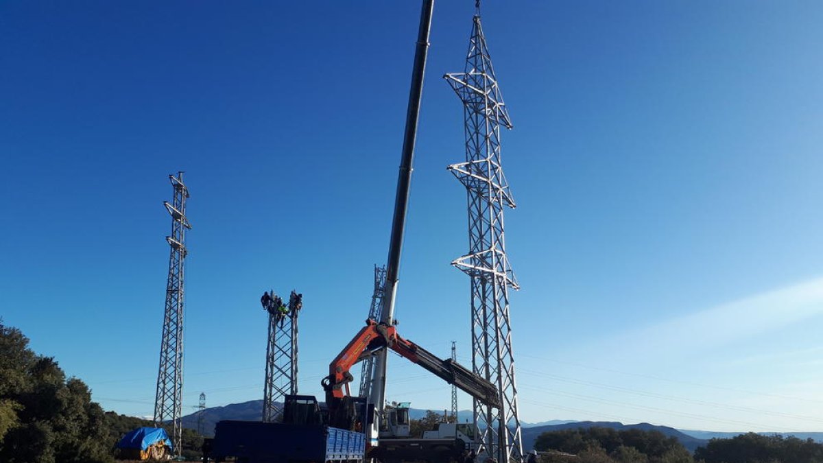 Uno de los tramos de la línea CH Capdella a Sant Adrià de Besòs en enero de 1917.