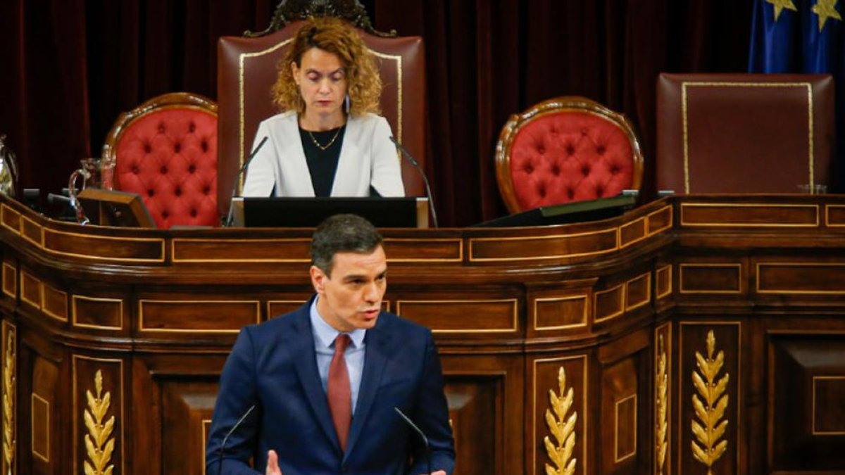 El presidente del Gobierno, Pedro Sánchez, este miércoles en el Congreso.