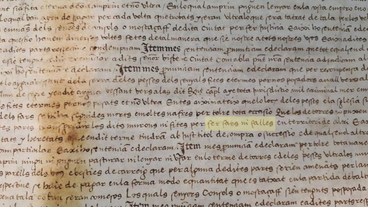 Fragment del document en el qual s’esmenten les falles.