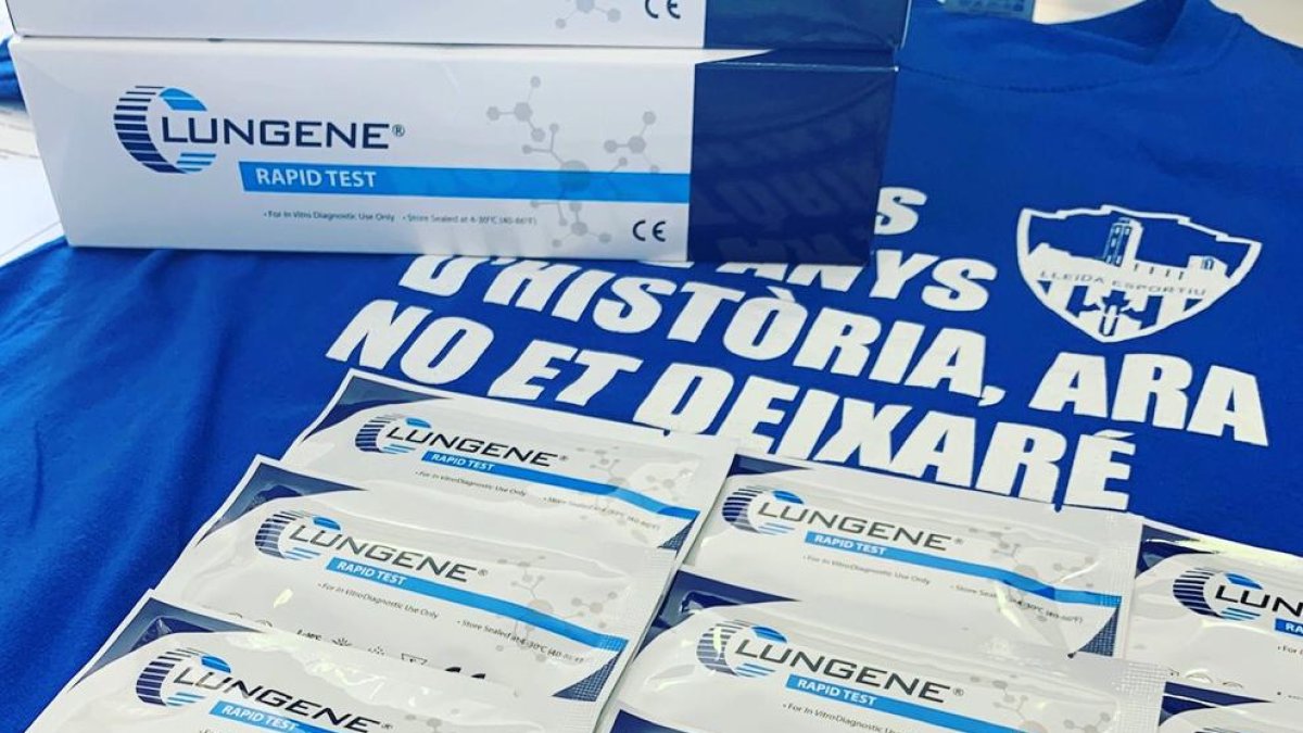 Els tests per detectar el coronavirus que ha adquirit el Lleida per a jugadors, tècnics i empleats.