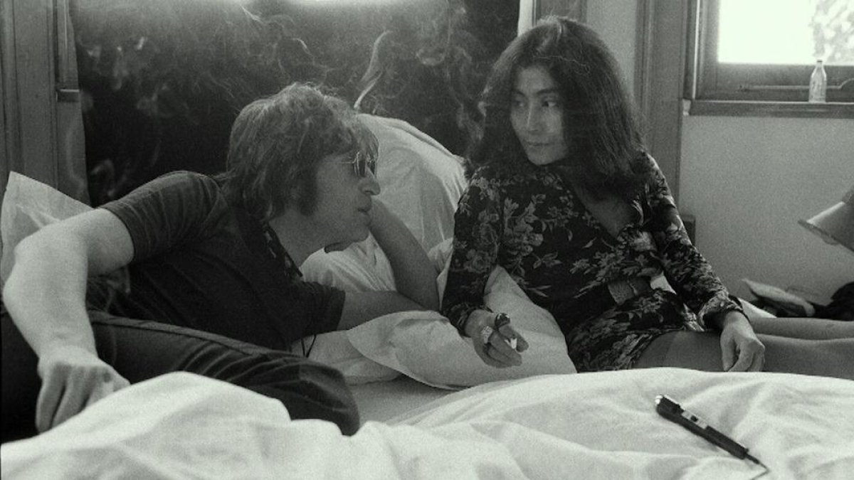 John Lennon y Yoko Ono, durante la grabación del documental.