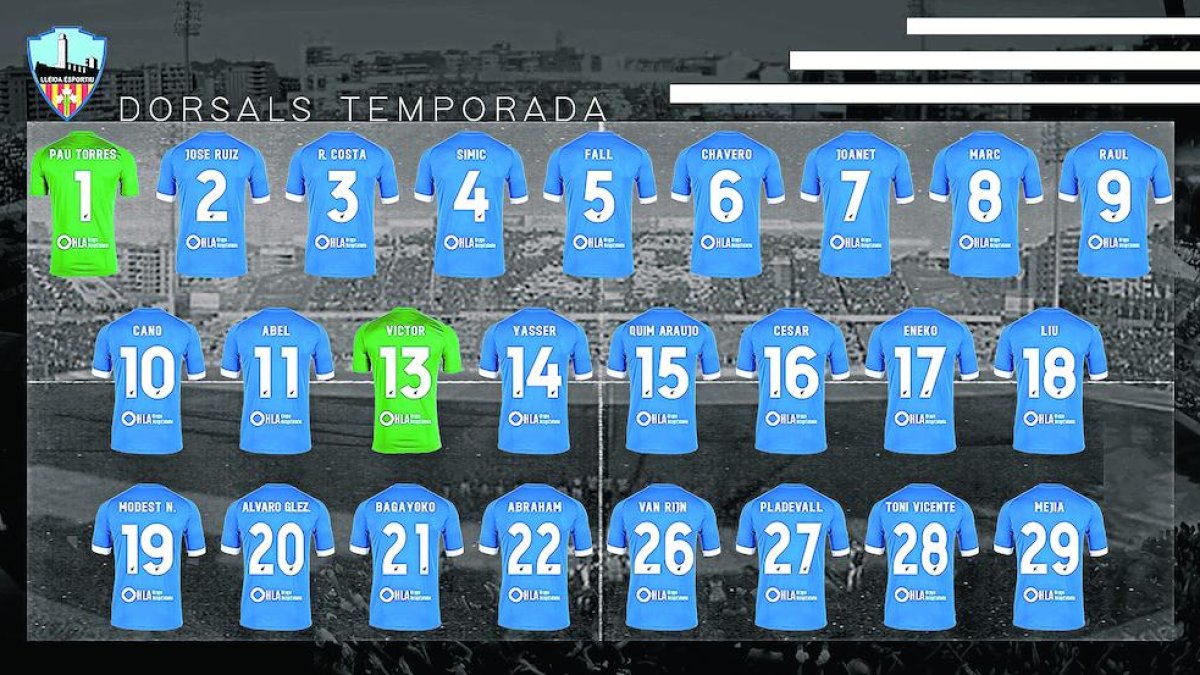 El Lleida comunica els dorsals dels jugadors