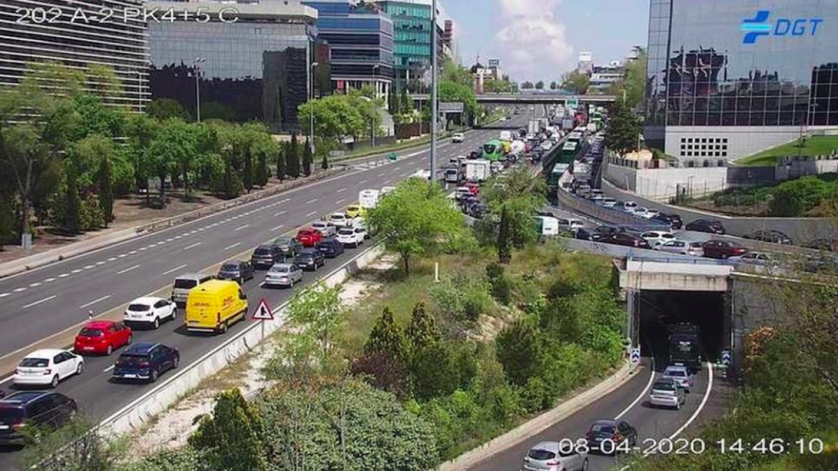 Imagen captada por las cámaras de la DGT el pasado jueves que mostraban la gran afluencia de tráfico.