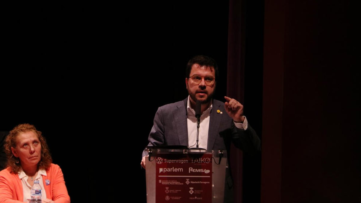 Pere Aragonès, ayer durante el XIII Congreso Nacional de Unió de Pagesos en Falset.