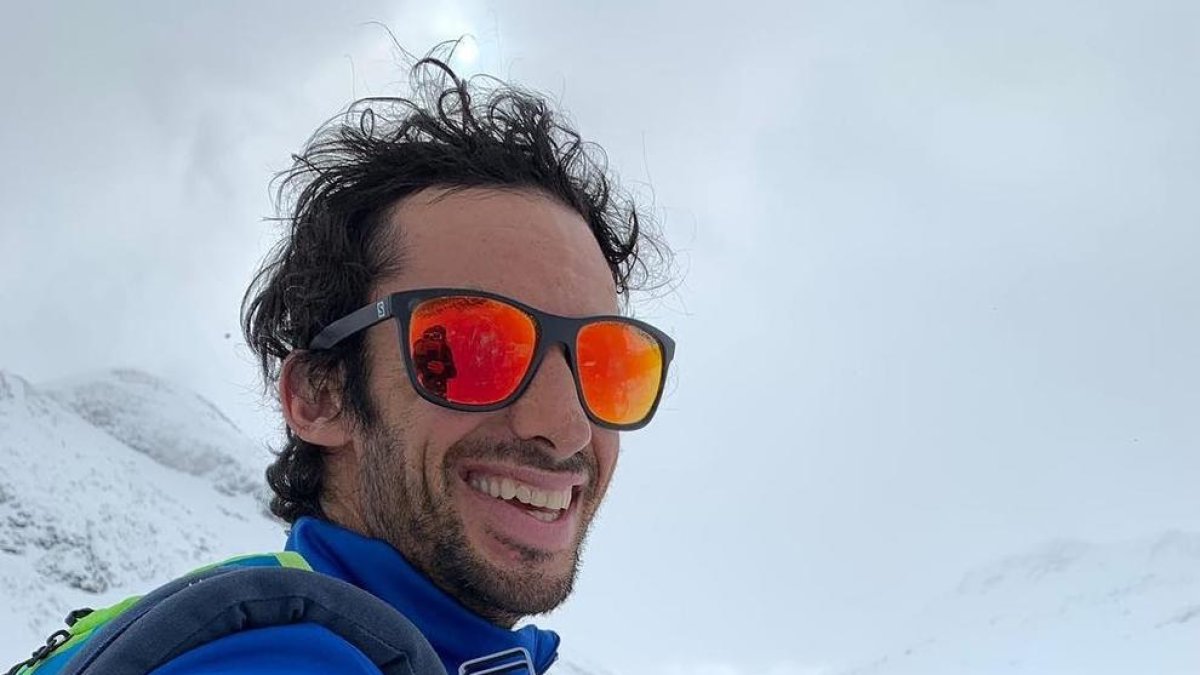Kilian Jornet amb la seua filla, que va nàixer al març.