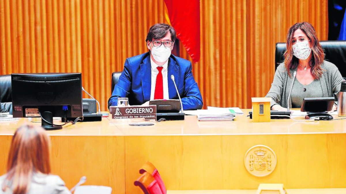 El ministro de Sanidad, Salvador Illa, durante su comparecencia en el Congreso.