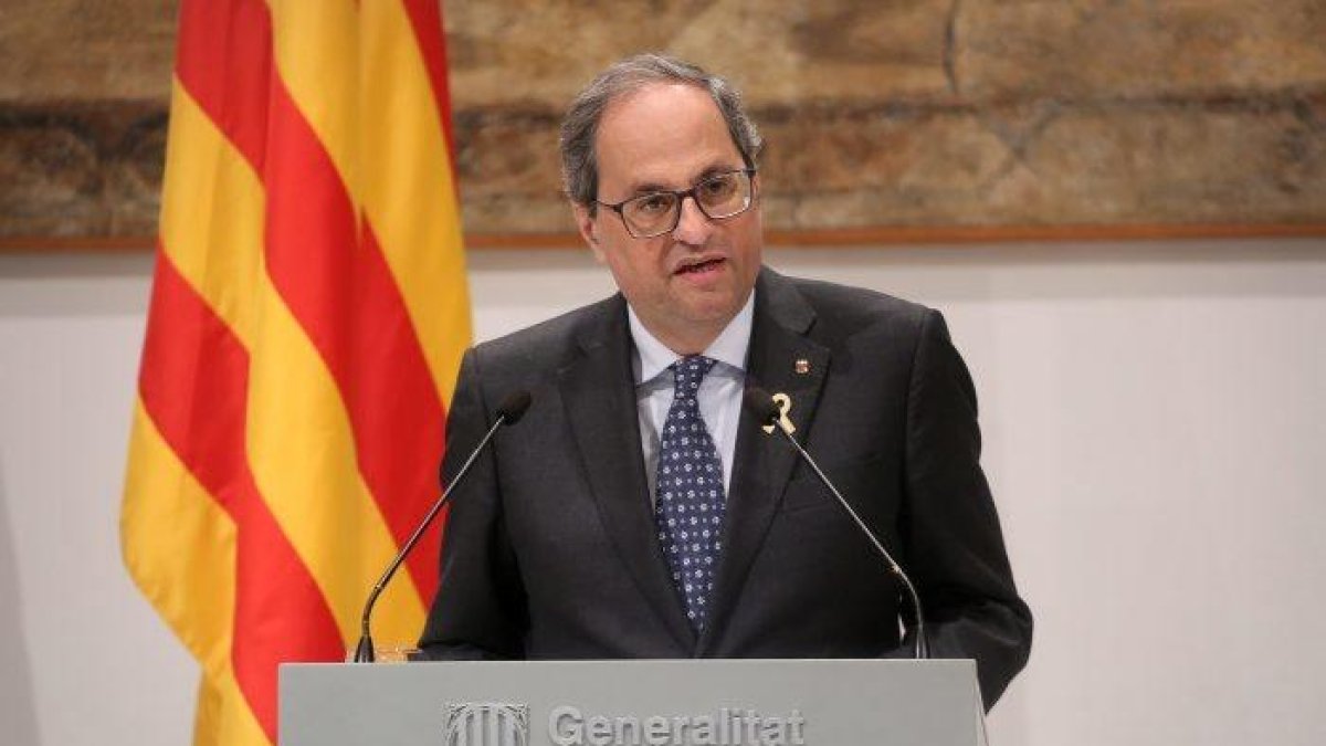 El presidente de la Generalitat, Quim Torra, en un momento de su declaración este martes.