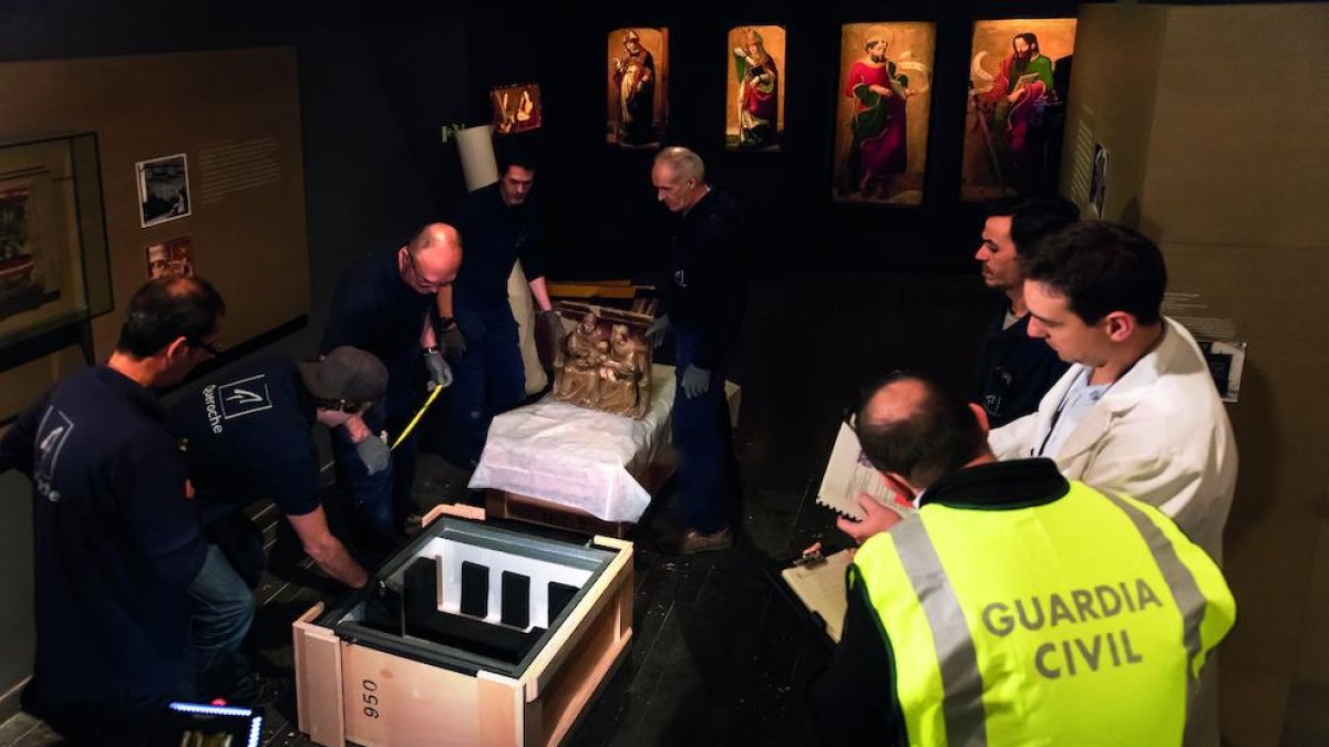 Embalatge d’una obra, la matinada de l’11 de desembre del 2017.