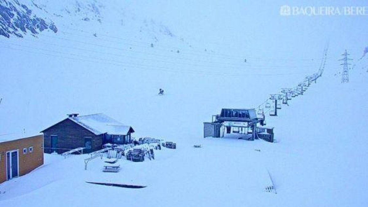 Una imagen de este lunes de la webcam de la estación Baqueira Beret en la Bonaigua.