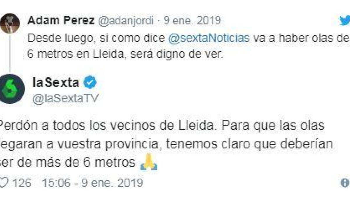LaSexta es disculpa amb els lleidatans per la platja de Lleida