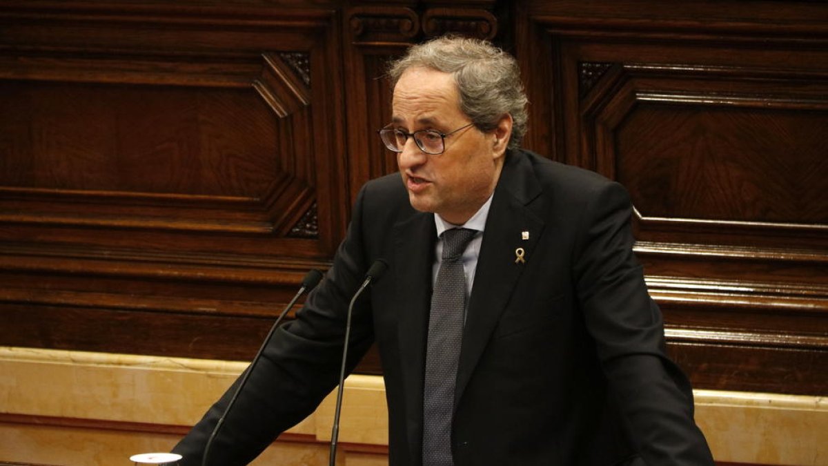 El presidente de la Generalitat, Quim Torra, este miércoles en el Parlament.