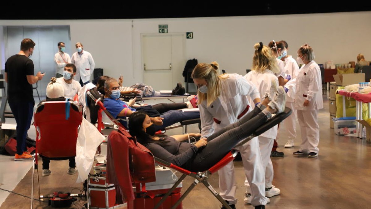 Algunos de los participantes en la primera jornada de la campaña en la Llotja de Lleida.