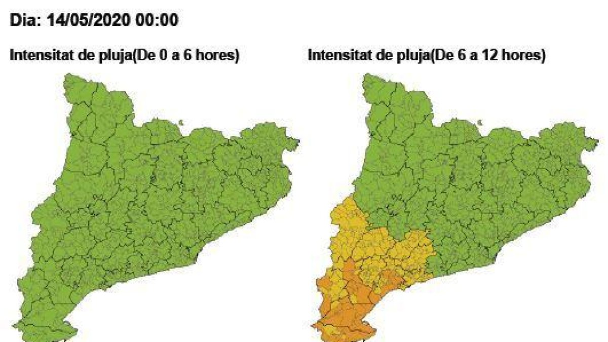 Alerta per pluges intenses aquest dijous
