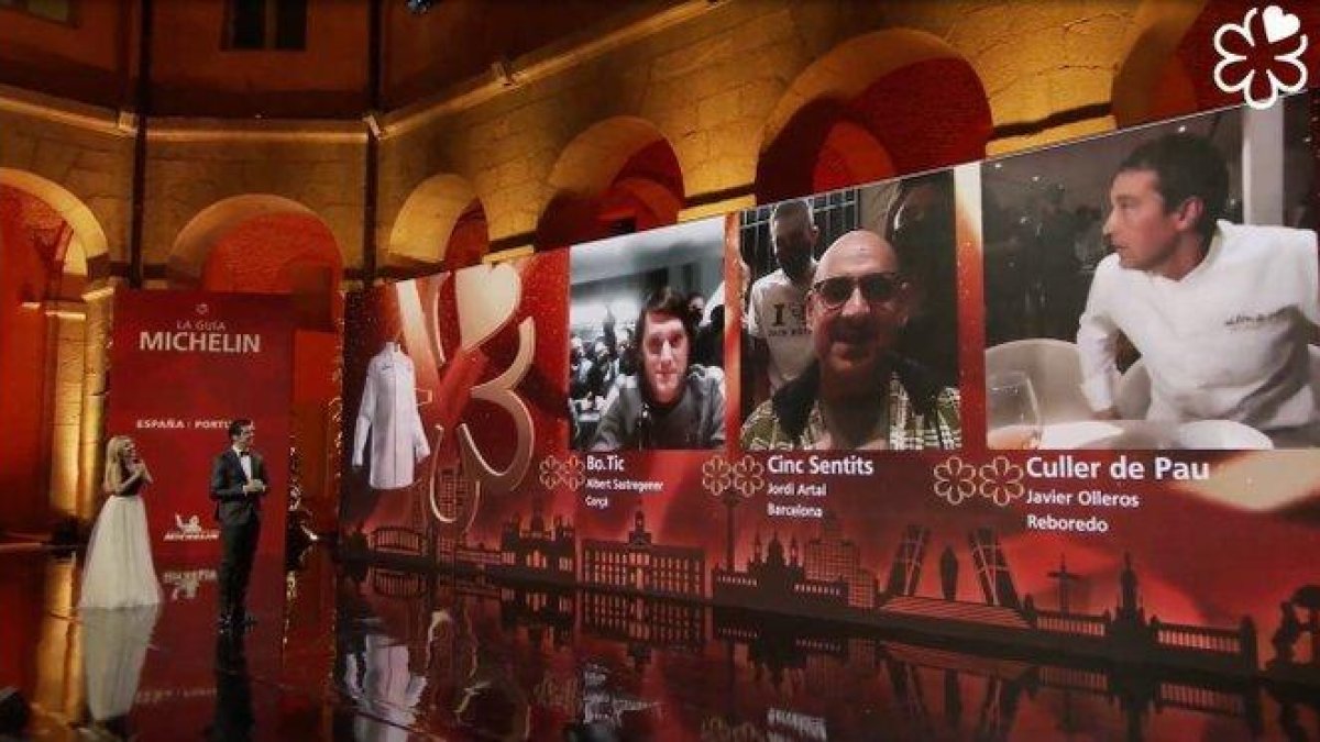 Un momento de la entrega de premios a los nuevos dos estrellas Michelin.