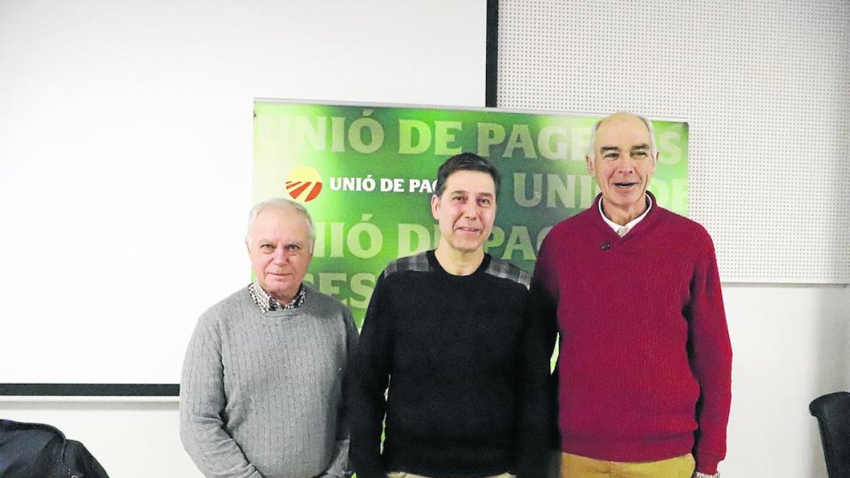 Santi Querol, Rossend Saltiveri i el membre de la sectorial del Porcí Josep Maria Cortasa.