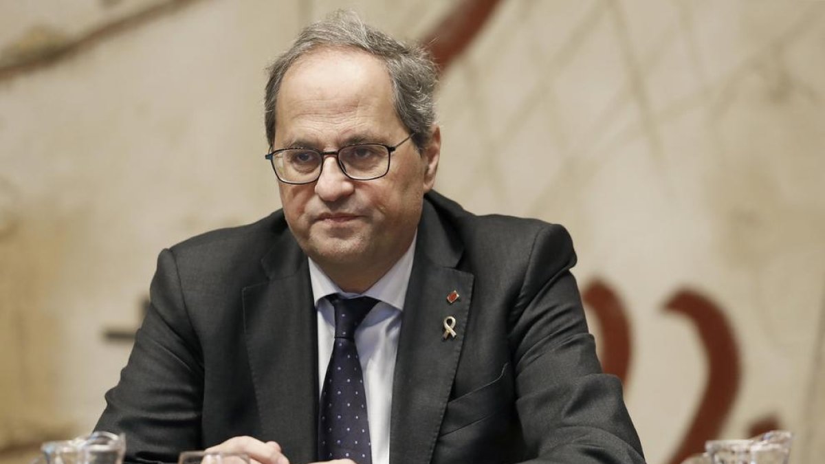 El president de la Generalitat, Quim Torra, ayer, en la reunión semanal del Consell Executiu.