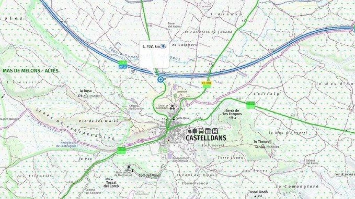 Pas alternatiu a l'L-702 a Castelldans per un despreniment