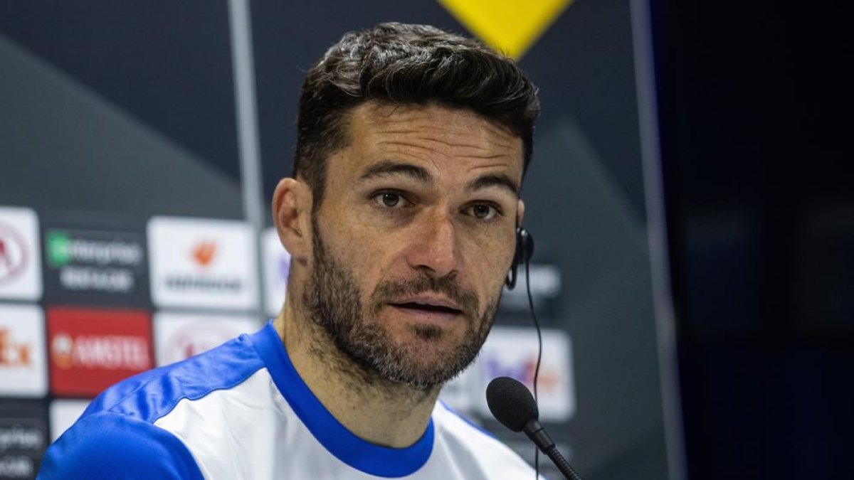Jorge Molina, capità del Getafe, durant una roda de premsa.