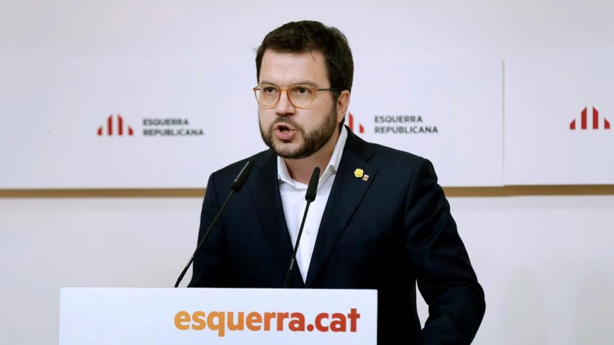 El vicepresidente del Govern durante su intervención en el congreso de ERC.