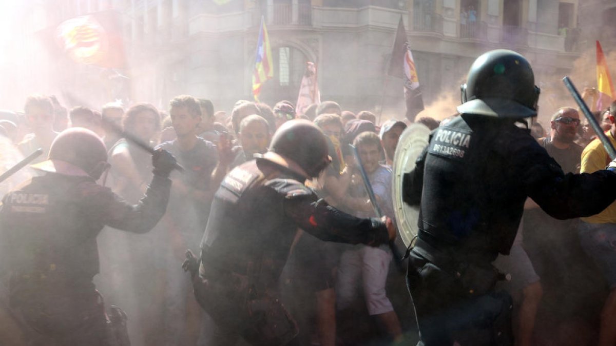 Càrregues a la protesta contra la manifestació de Jusapol, el 2018.