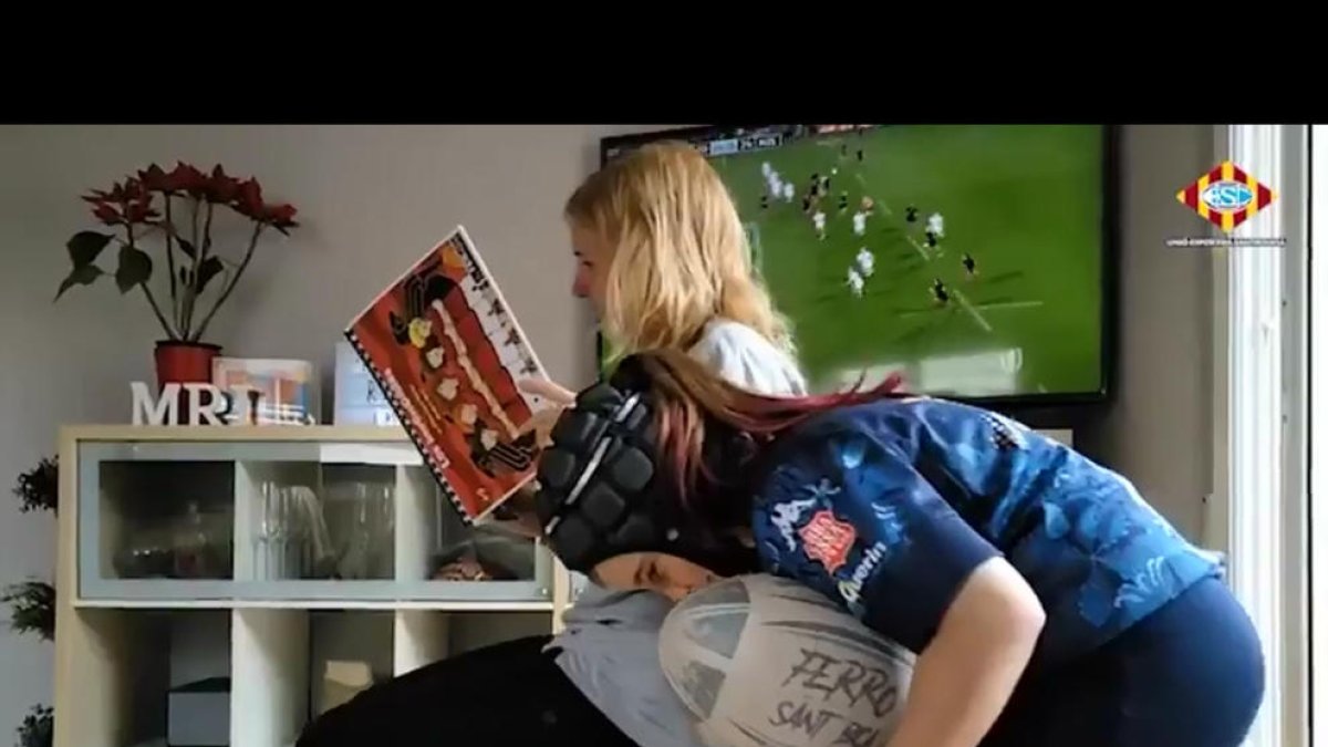 La Santboiana, Ter Stegen, Ramos i Asensio, entrenant-se.