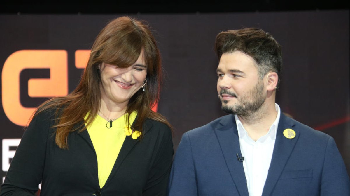 Imatge d’arxiu de Laura Borràs i Gabriel Rufián.