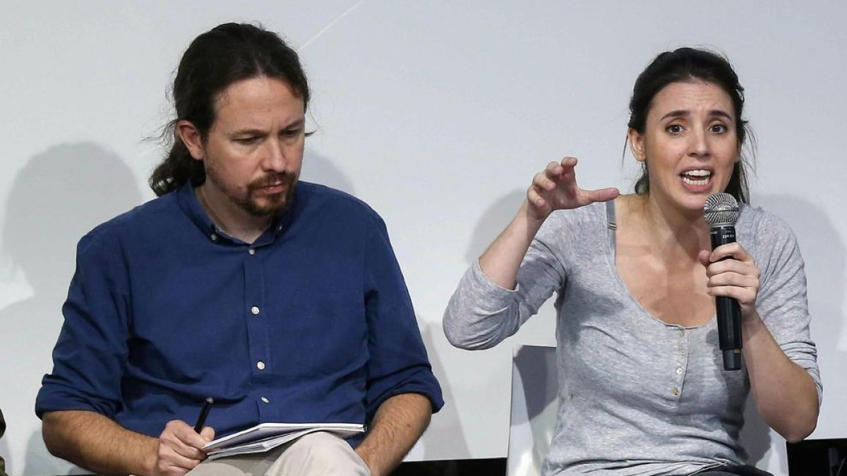 Pablo Iglesias i Irene Montero, en un acte de campanya d’Unides Podem.