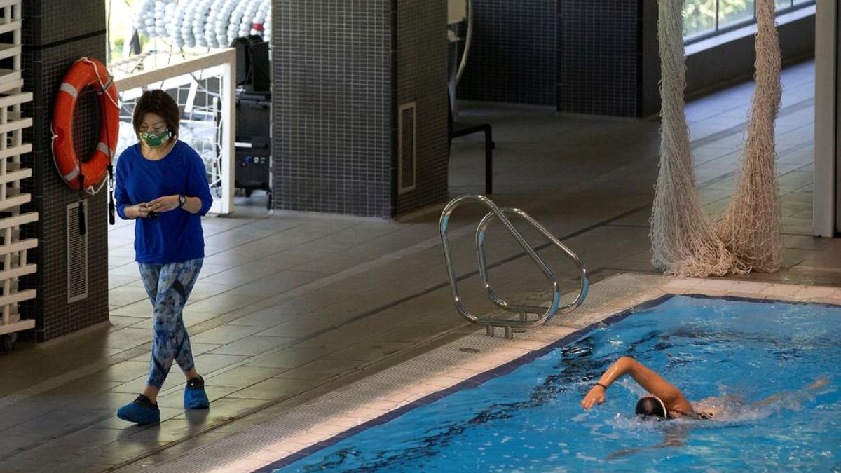 Una nadadora del equipo de sincronizada, ayer en el CAR.