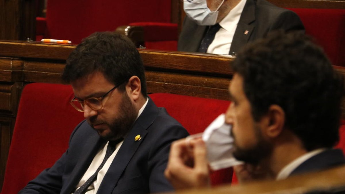 El vicepresident de la Generalitat, Pere Aragonès, ayer en el Parlament.
