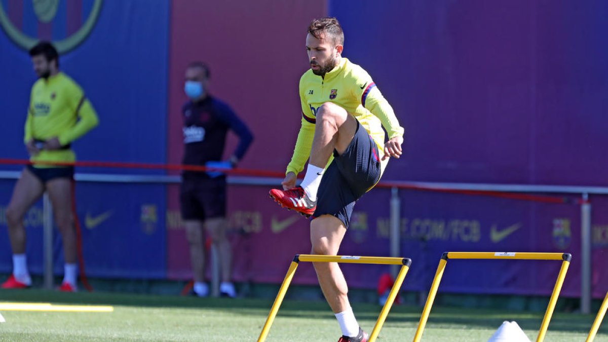 Jordi Alba, durant la sessió d’ahir.