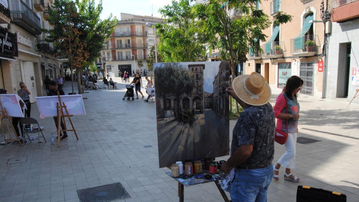 Participantes en el concurso de pintura rápida de Mollerussa.