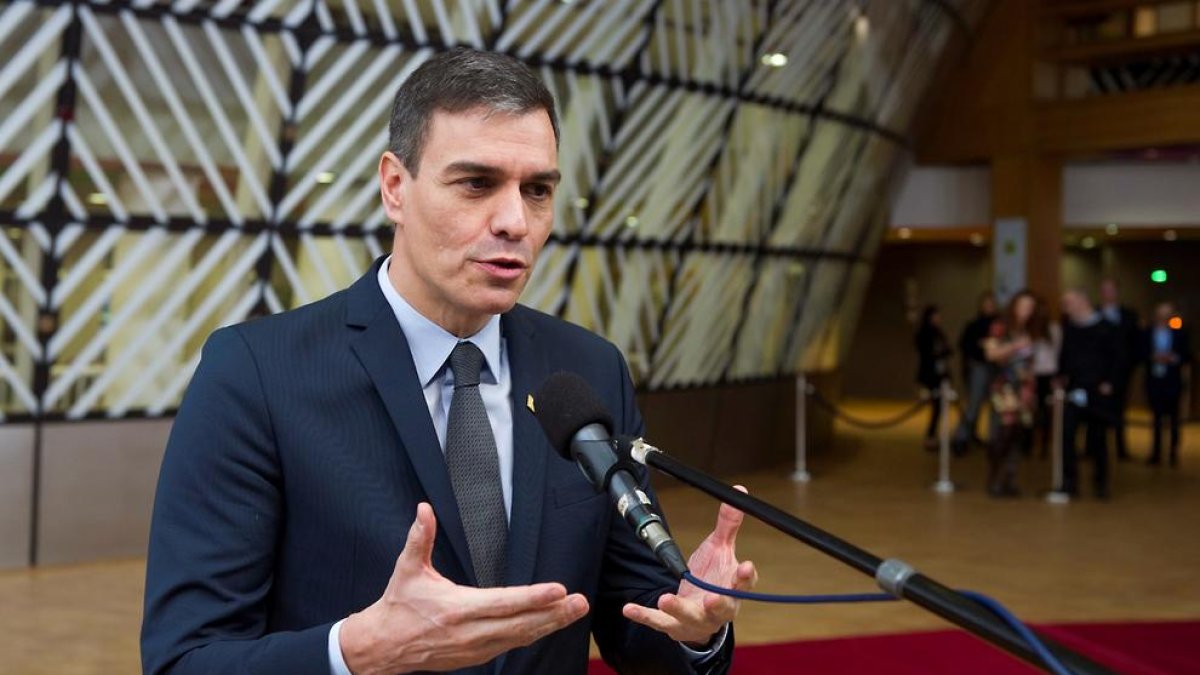 El president del Govern espanyol, Pedro Sánchez, a l’arribar al Consell Europeu.