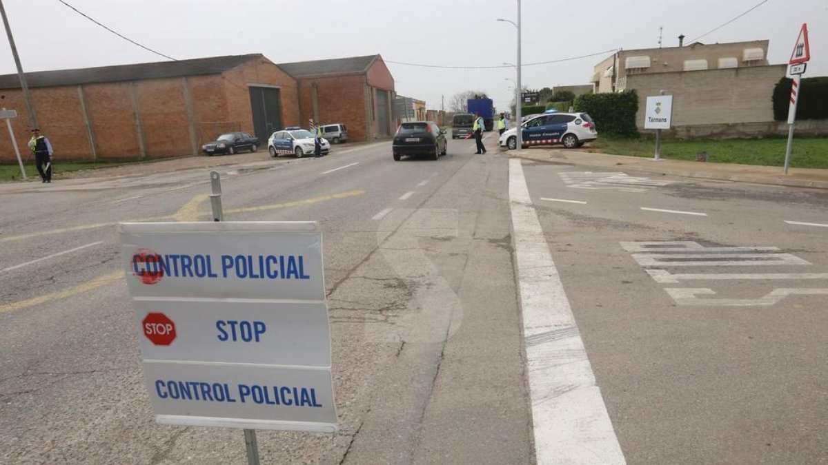 Un control dels Mossos aquest cap de setmana a Térmens, a la Noguera.