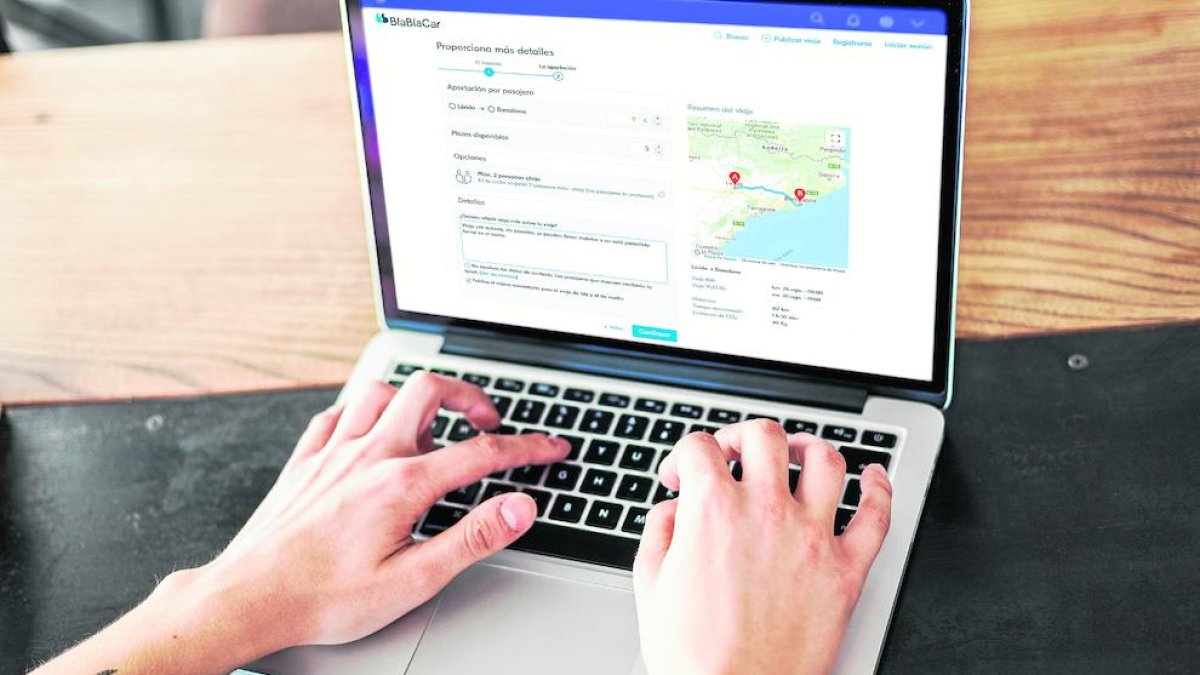 La página de viajes compartidos de la plataforma BlaBlaCar.